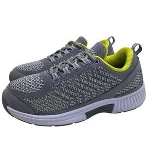 Orthofeet Womens Shoes Walking Sneakers Sz 7 Medium Gray Yellow Low Top Comfort